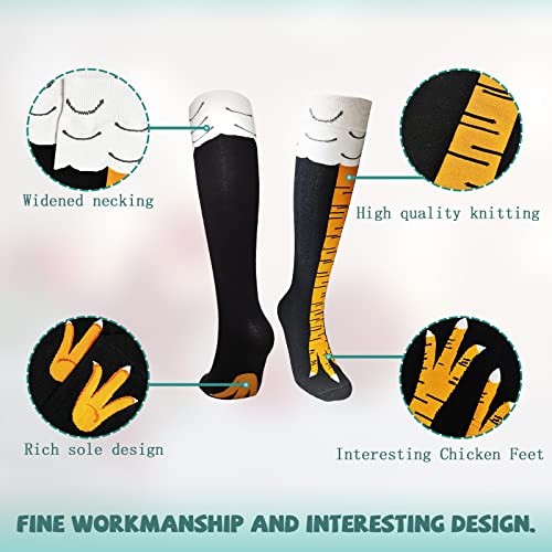 WHOTAY Crazy Funny Chicken Leg Socks for Women Men Novelty Chicken Feet Yellow