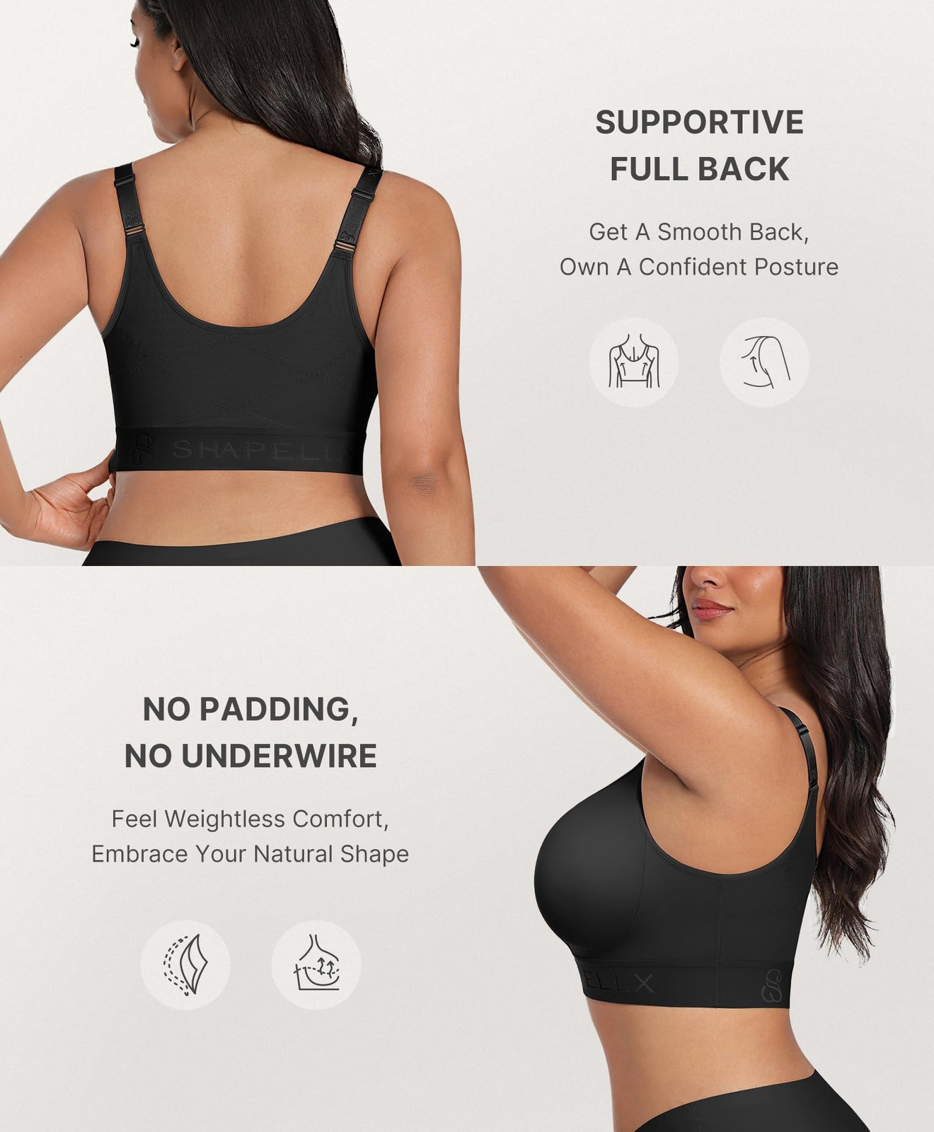 SHAPELLX Post Surgery Bras Front Closure Bras for Women Compression Bra Wirel…