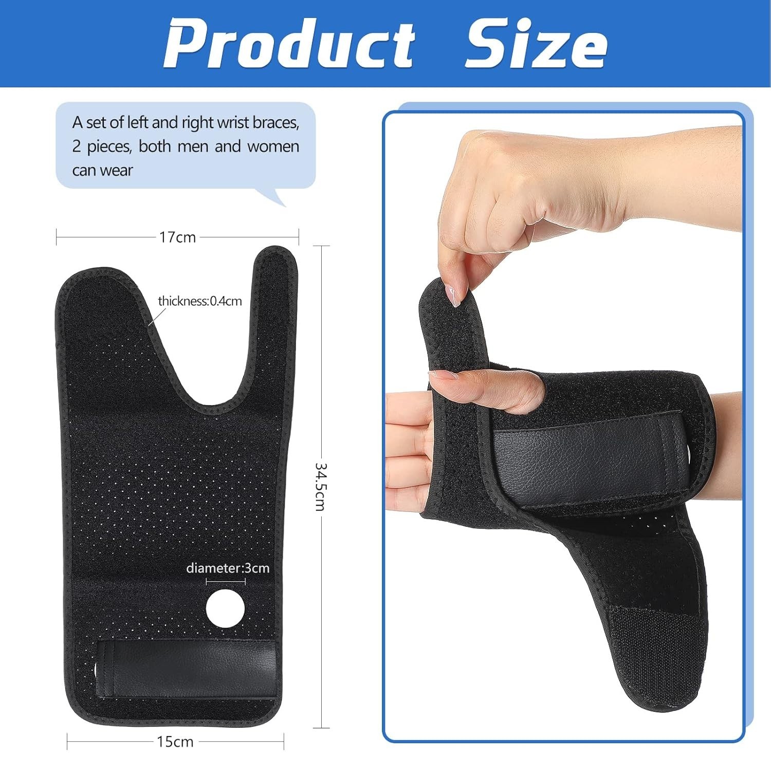2 Pcs Wrist Brace for Carpal Tunnel Night Sleep Support Adjustable Wrist Splint