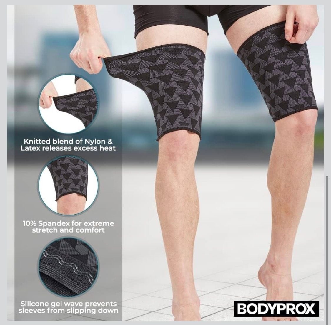 BODYPROX Thigh Compression Sleeves (2 Pack) for Hamstring and Quad Support
