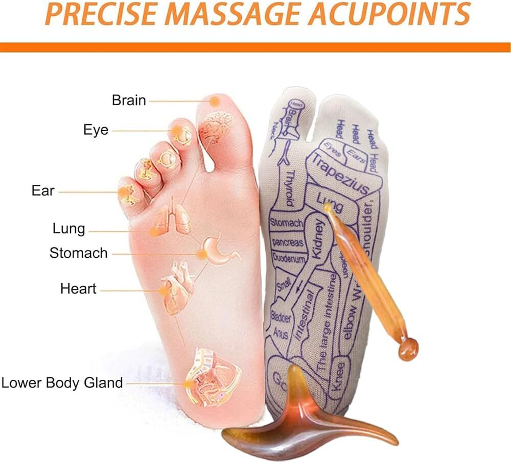 Reflexology Socks with Tools and Gloves, Acupressure Reflexology Socks Set with