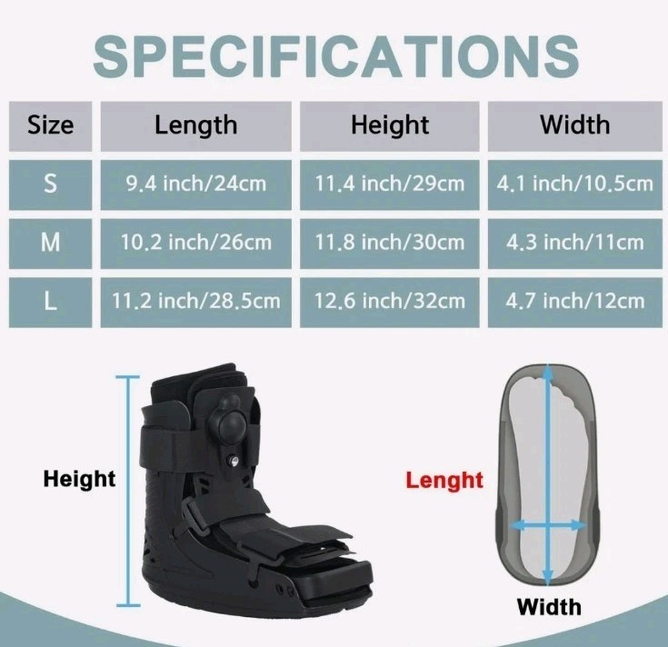 Mathgetin Air Cam Walker Boot, Short Inflatable Size SMALL NEW