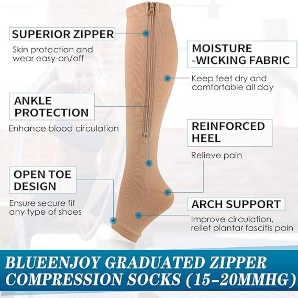 Zipper Varicose Vein Stockings Calf Brace Support Socks Anti Swelling Fatigue