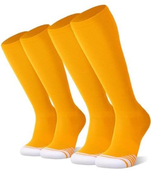 2/3 Pack Baseball Soccer Softball Socks for Kids Youth Medium Gold (2 Pack)