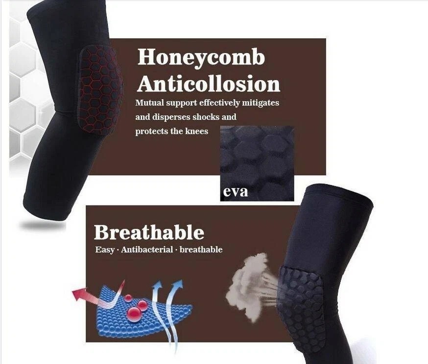 Basketball Knee Pads Protector Compression Sleeve Honeycomb Foam Brace Fitness
