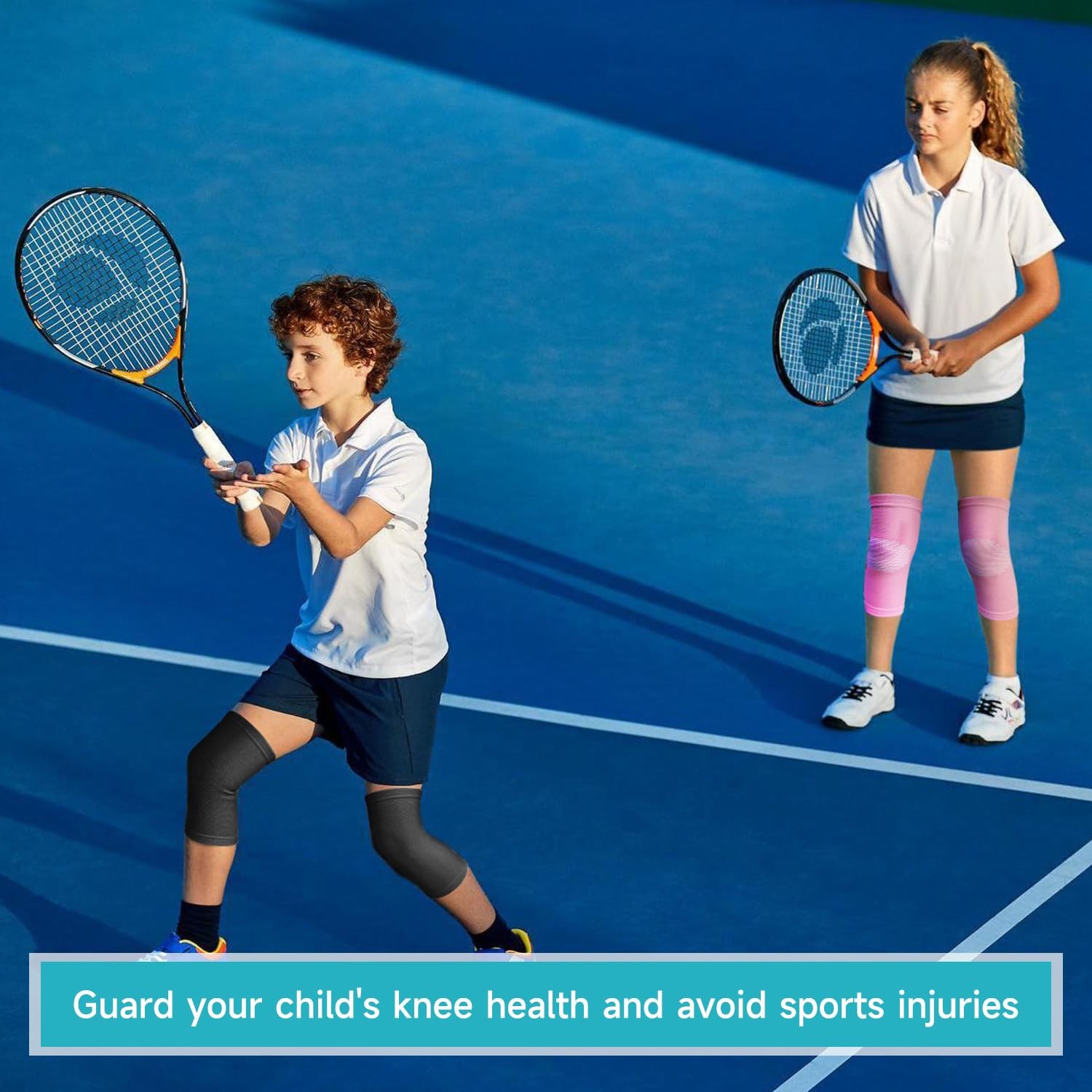 2 Pairs Kids Knee Brace Compression Sleeve Non Slip Support Sports Black S