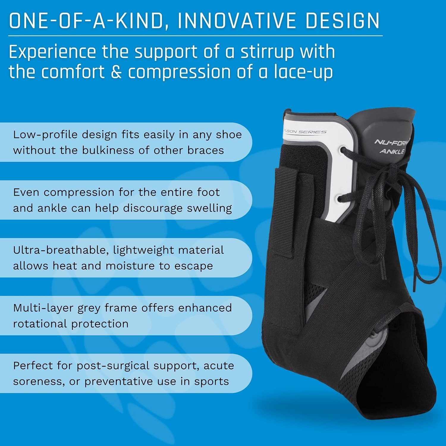 Ovation Medical Nu-Form Ankle Brace with Figure-8 Straps (Black) X-Small