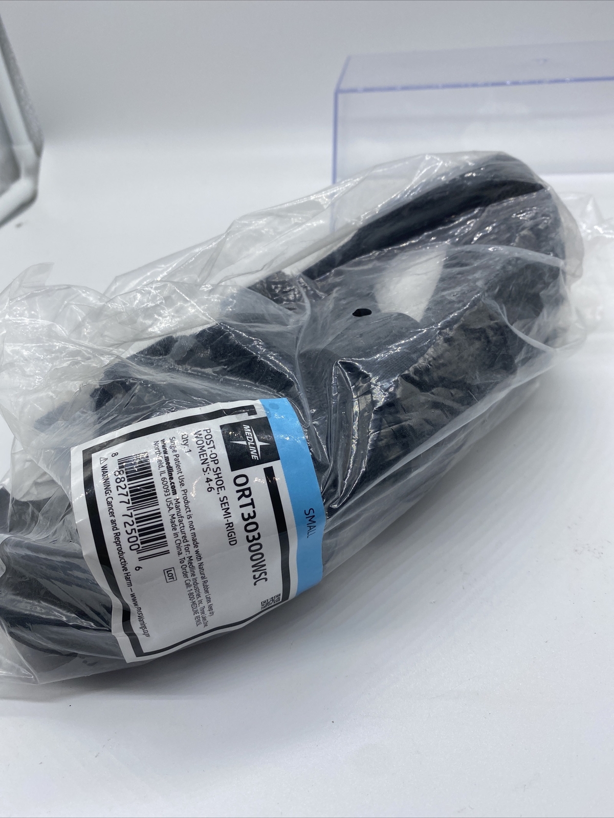 Women MEDLINE Semi rigid Post-Op 1 Shoe Black Small 4-6 Sz Adjustable Slipper