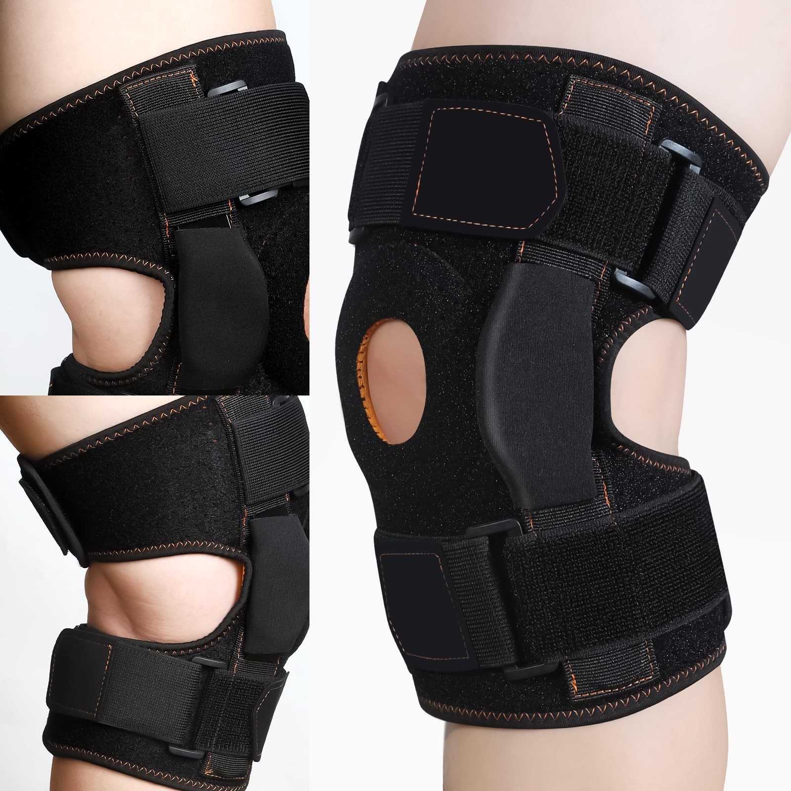 CHIYAN Hinged Knee Brace with Side Stabilizers for Men Large(1 Pack), Black