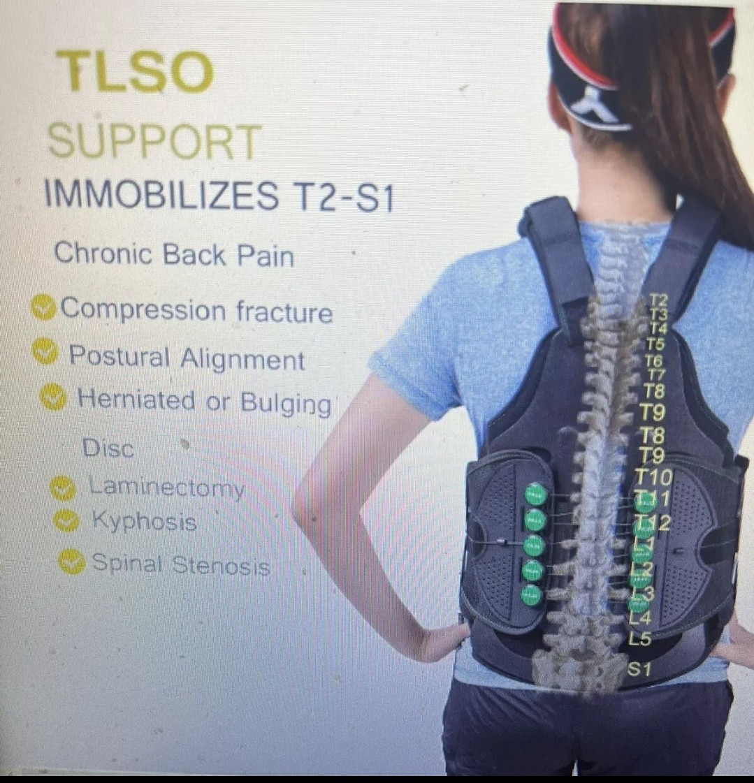 HKJD TLSO Adjustable Thorax/Lumbar/Sacrum Brace for Kyphosis/Osteoporosis L