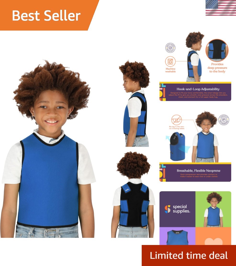 Sensory Compression Vest Deep Pressure Comfort Blue, Small