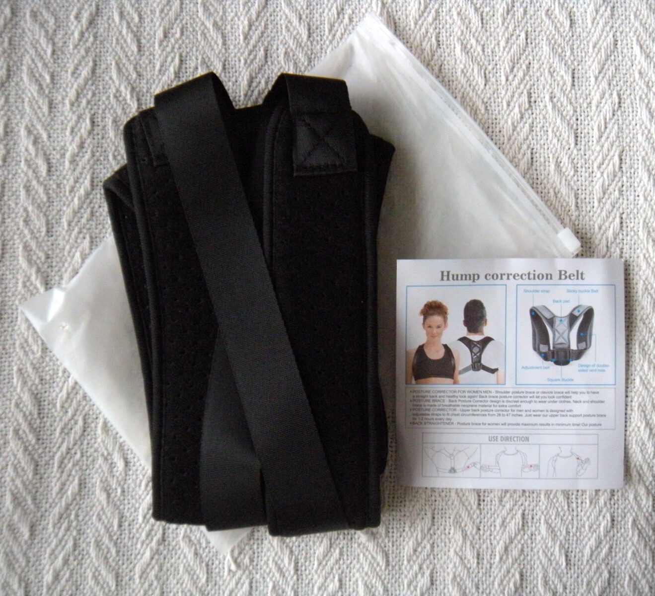 Posture Correction Belt – Unisex – Adjustable – Black – Size Medium – New