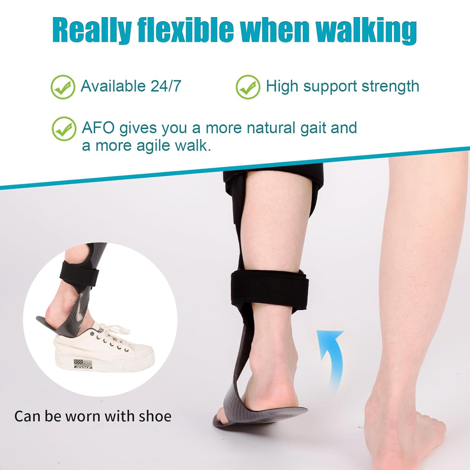 Lightweight Carbon Fiber AFO Brace for Foot Drop & Stroke Recovery – Right L