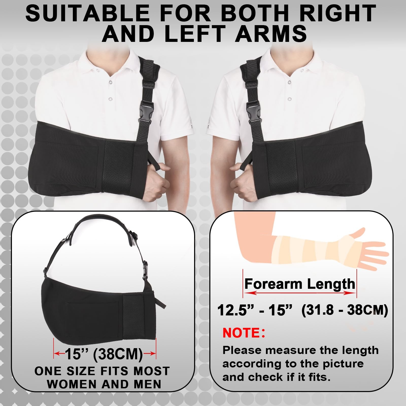 Arm Sling Shoulder Immobilizer with Pocket, Breathable Comfortable Sling for …