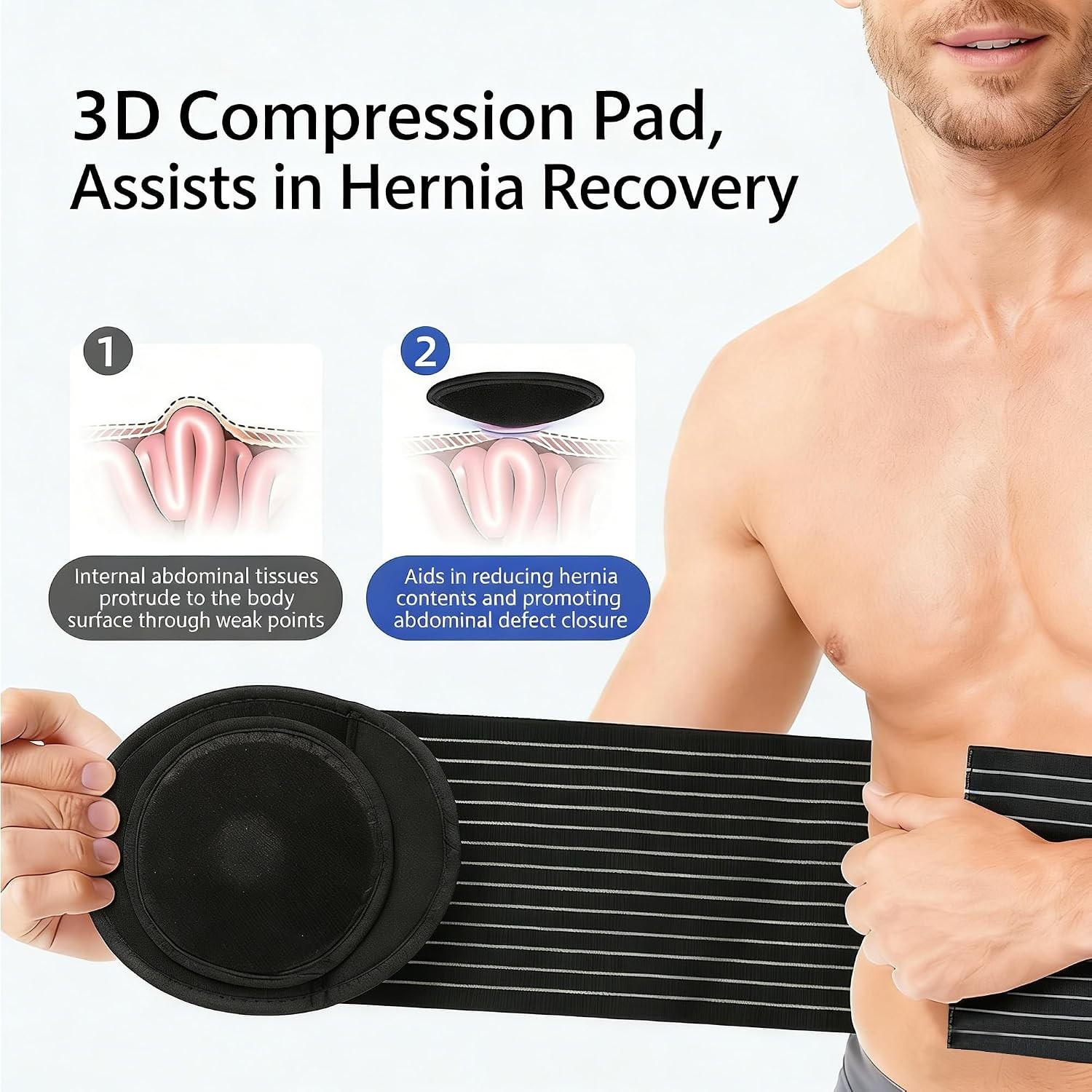 Umbilical Hernia Belt Men Women Abdominal Binder Support Truss Compression Pads