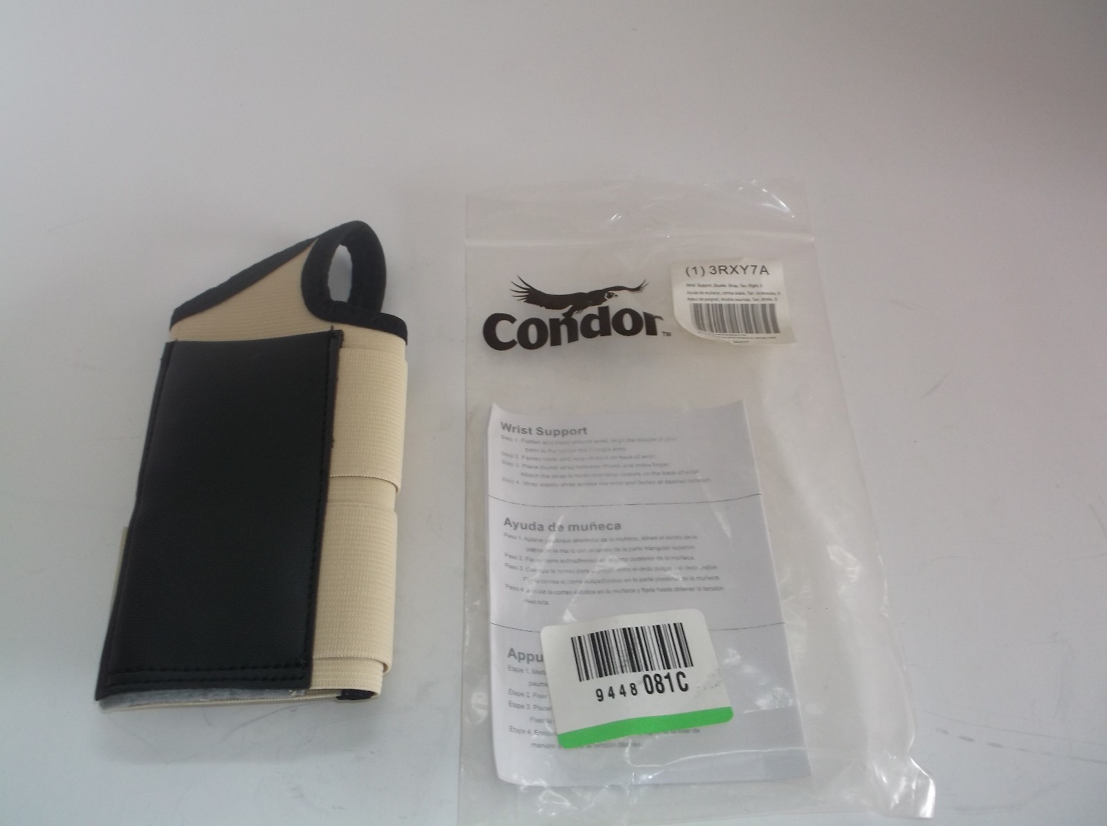 3RXY7 Wrist Support, S, Right, Tan (F41T)