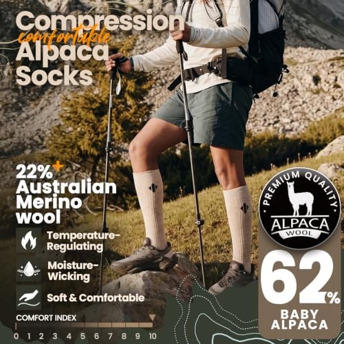 Alpaca Compression Socks for Men & Women, 15 Small-Medium (1pairs)-light Beige