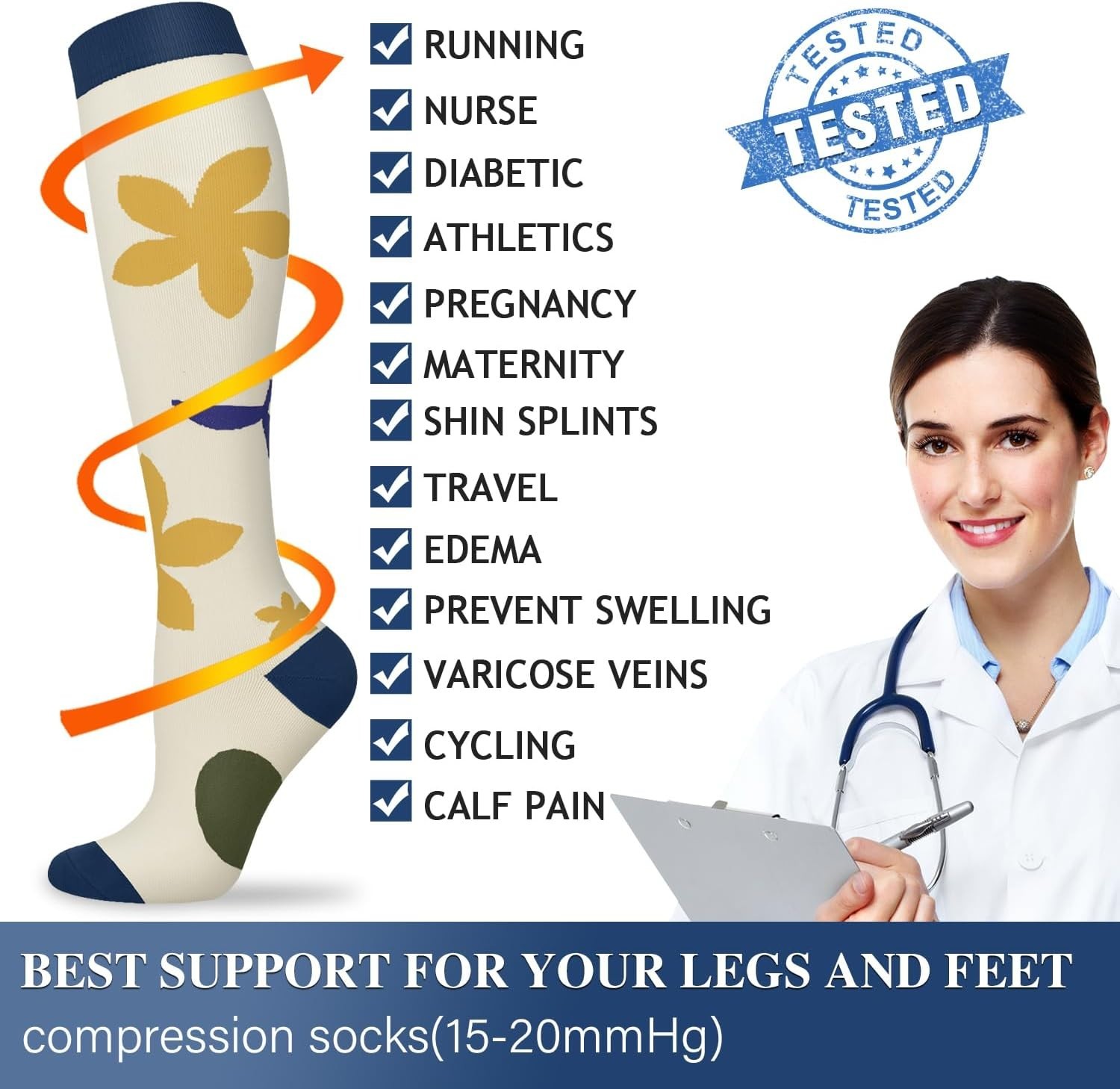 Assorted Compression Socks – Knee-High Support for Running, Cycling & Hiking
