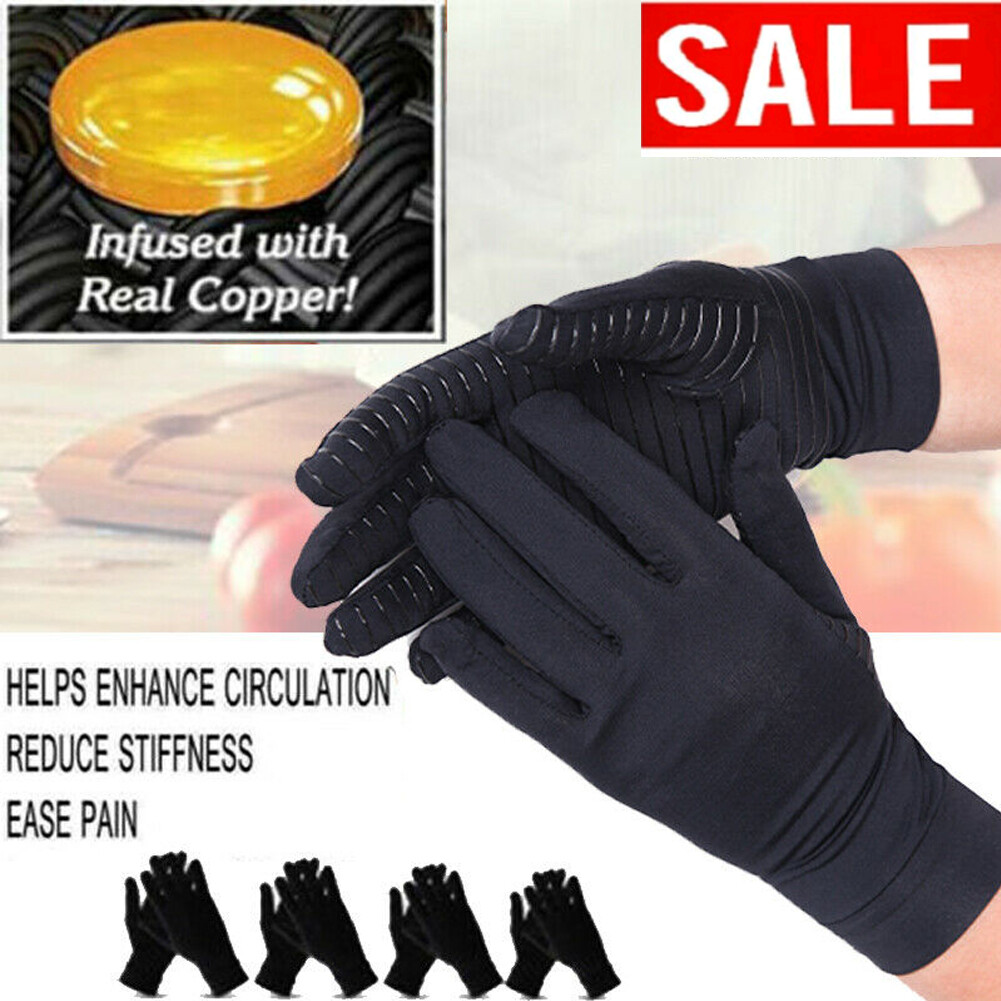 Copper Compression Arthritis Gloves Hand Support Joint Pain Relief Pair Gloves