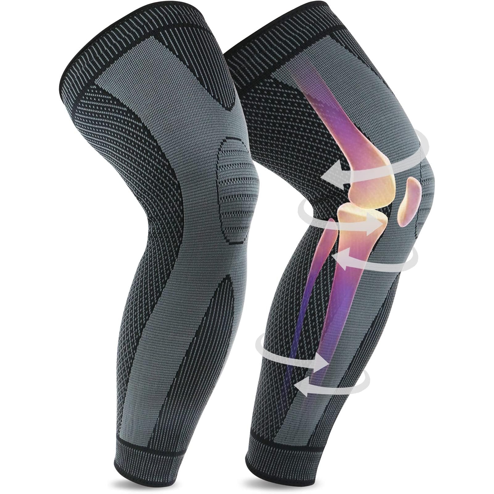 Full Leg Long Knee Compression Sleeve for Meniscus Tear Arthritis Pain Relief