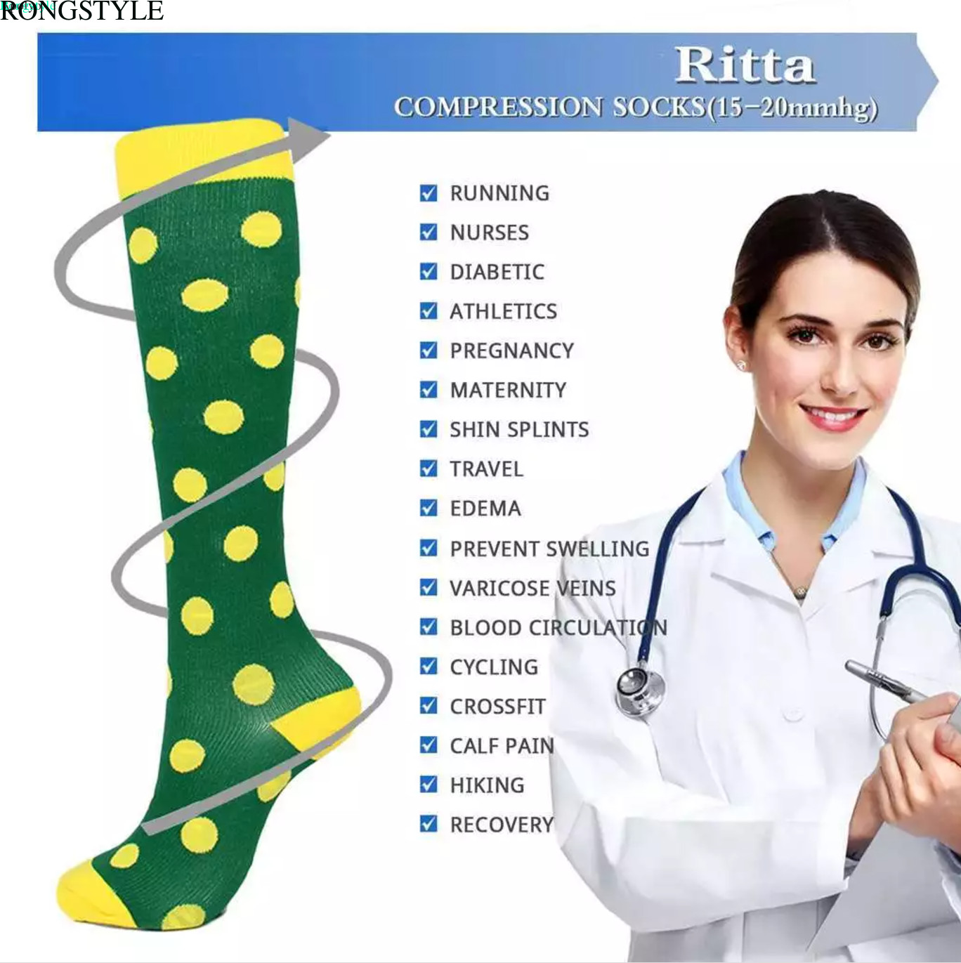 Compression Socks Stockings Womens Mens Knee High Medical 20-30 mmHG S/M-X/XL