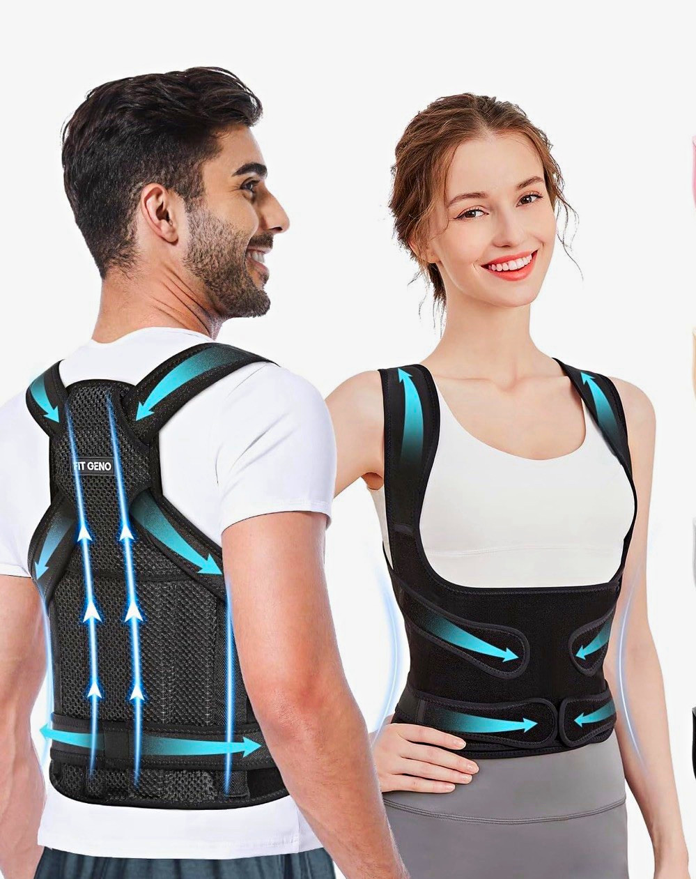 NEW – FIT GENO Adjustable Posture Corrector Brace Back – Medium