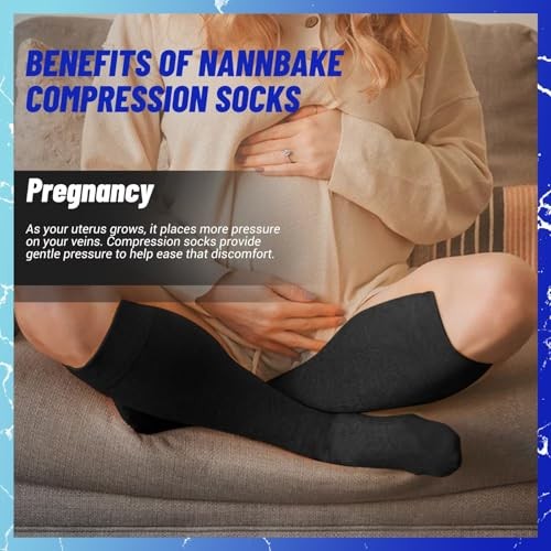 NANNBAKE 3 Pairs Compression Socks for Women Small-Medium 01 Balck/Black/Black
