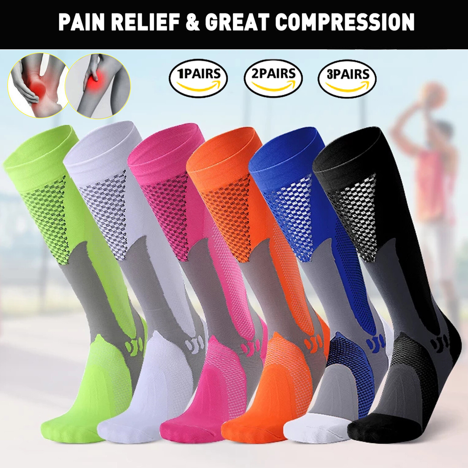 Copper Compression Socks Foot Sleeve Stockings Travel Running Vein Anti Fatigue