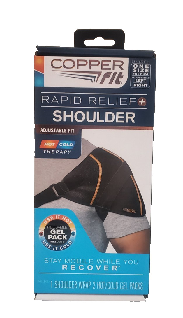 Copper Fit Rapid Relief Shoulder Wrap One Size Fits Most. Hot Or Cold Gel.