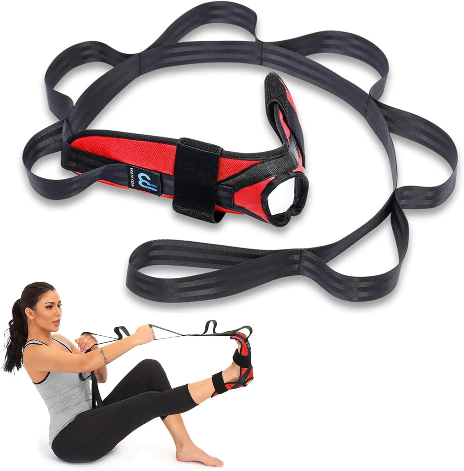 Foot and Calf Stretcher Strap for Plantar Fasciitis Achilles Tendonitis Blue