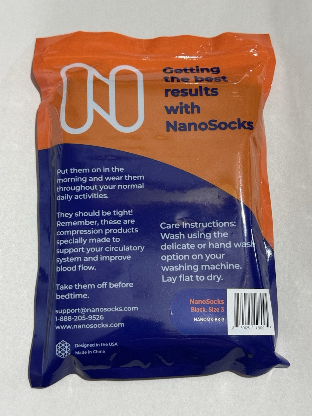 NANOSOCKS 3D Nano-Weave Technology Black Size 3 – NANOMX-BK-3, New