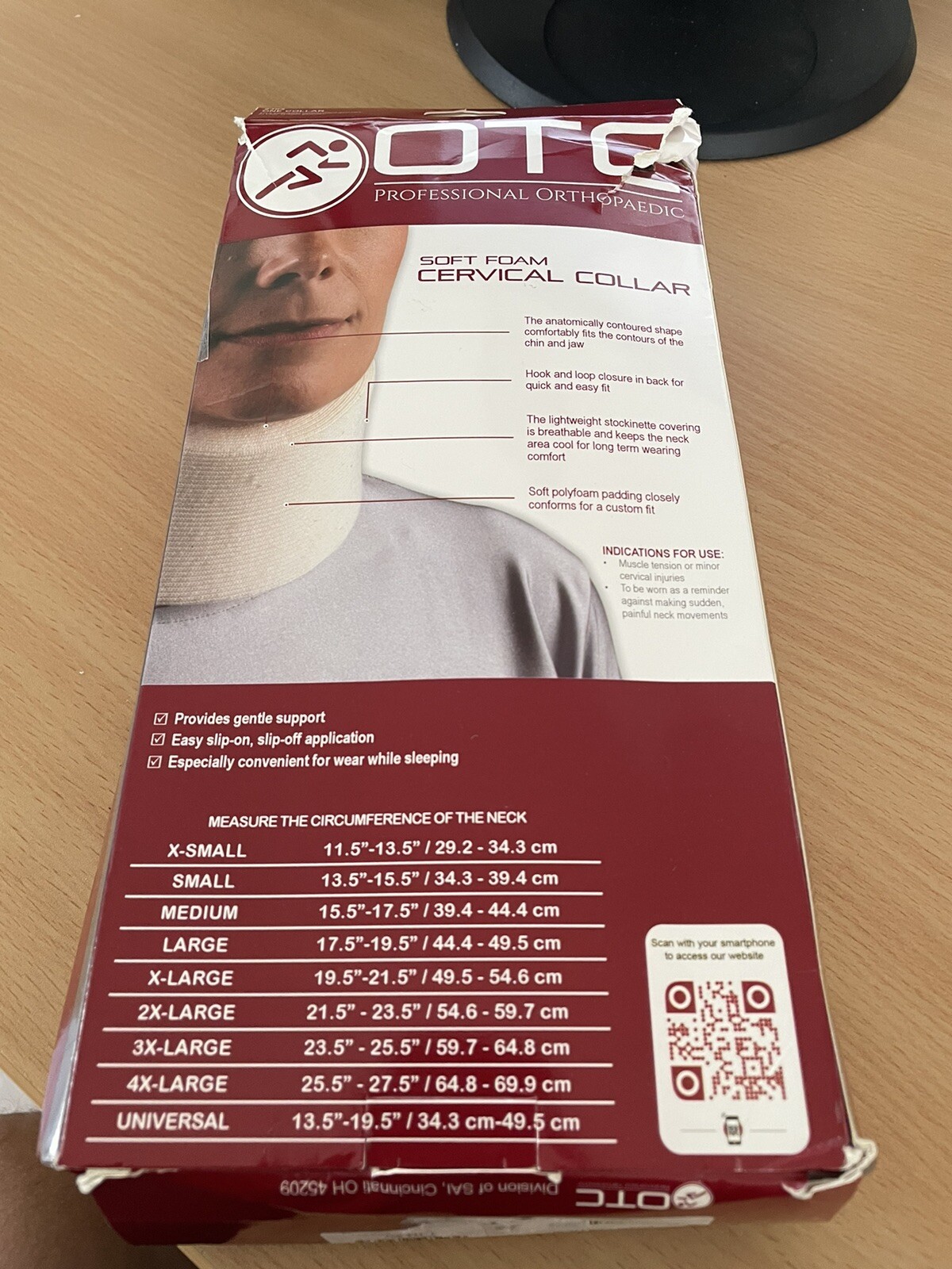 otc professional orthopaedic soft foam cervical collar 2394/A-M USED