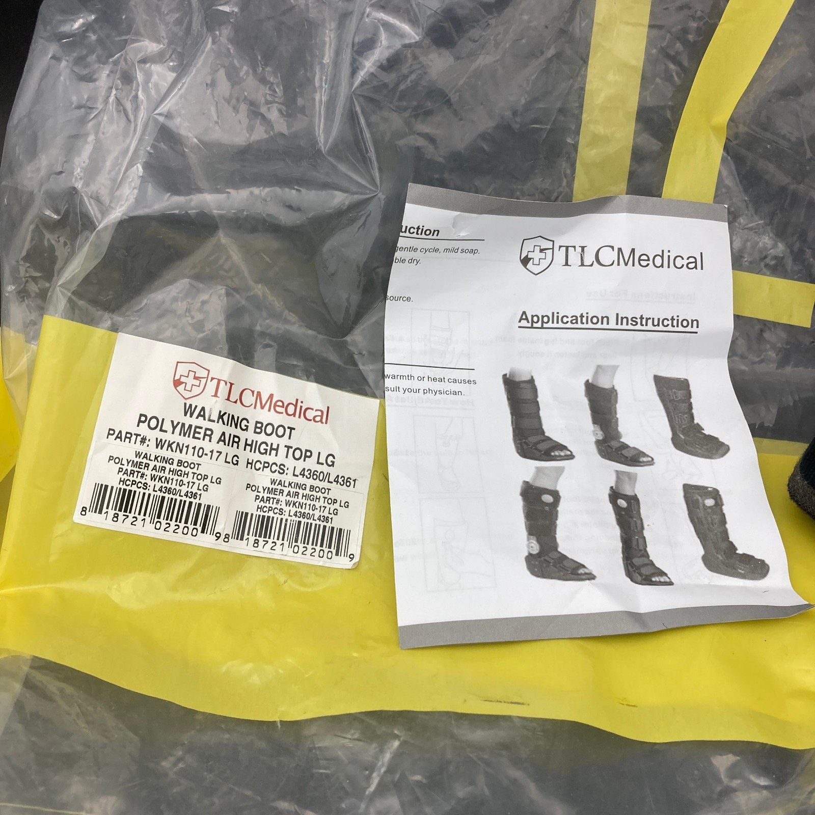 TLC Medical Open Toe Inflatable Walking Boot sz Large Unused