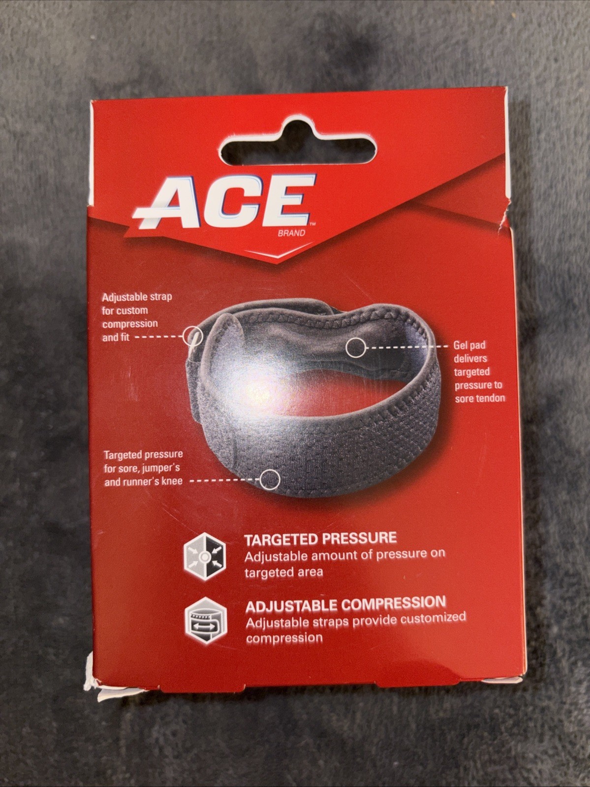 ACE Runner’s Knee Strap W/Gel Pad Adjustable for Targeted Support Black #207359