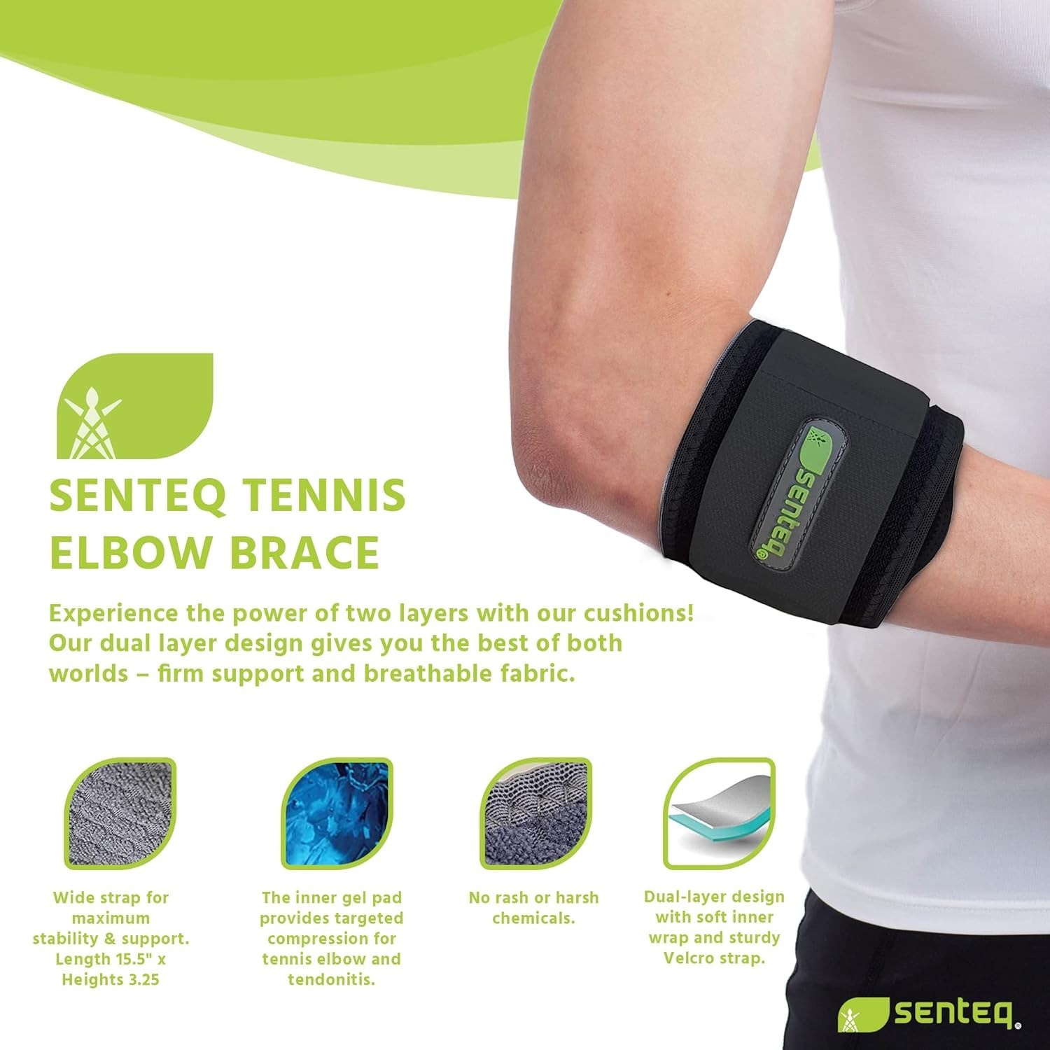 Black Tennis Elbow Brace: Arm Band for Tennis Elbow, Golfer Elbow and Forearm…