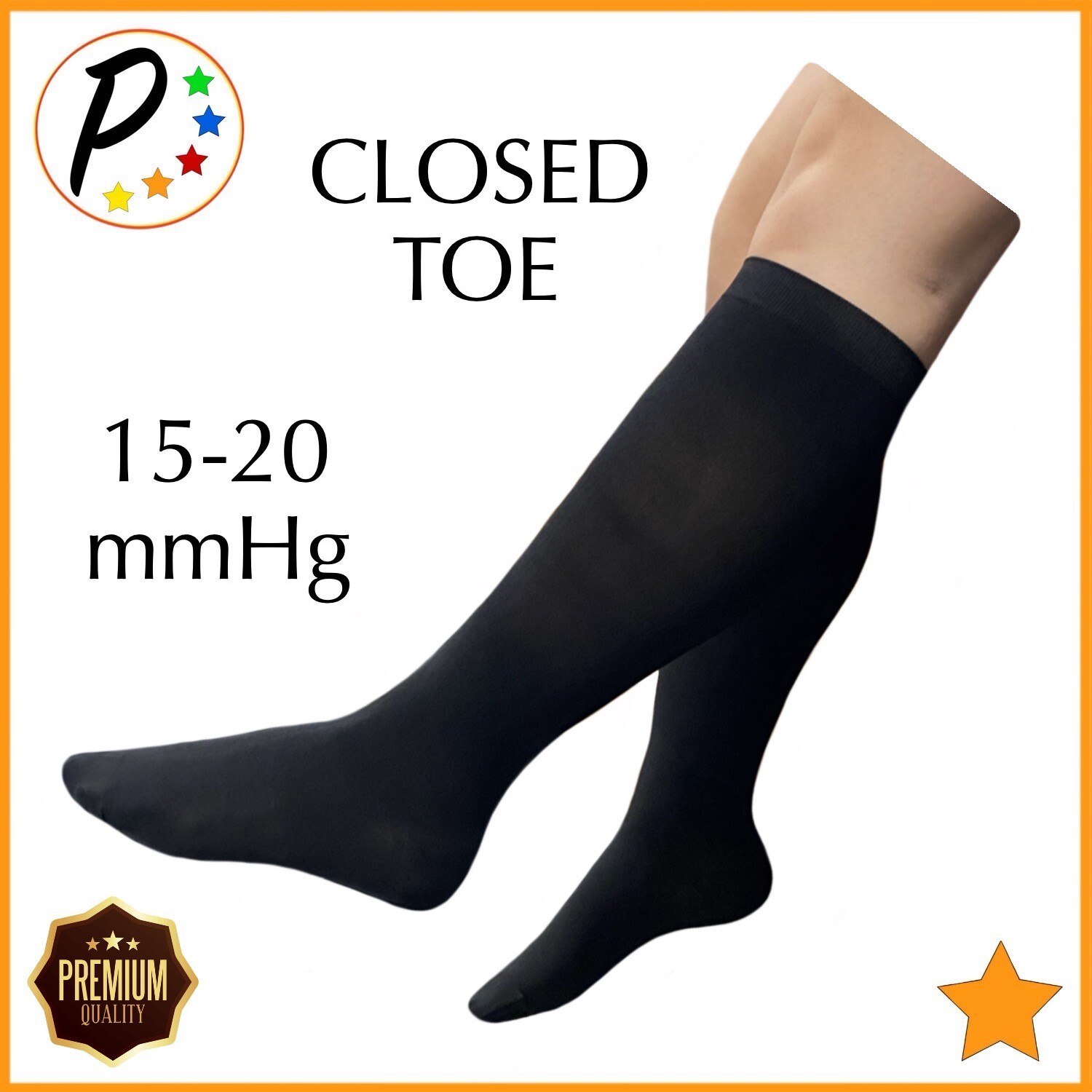 🟠 Presadee Sheer Premium 15-20 mmHg Moderate Compression Leg Closed Toe Socks