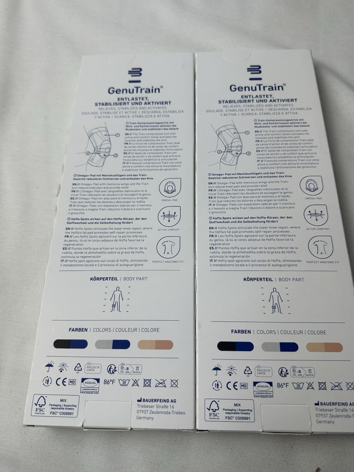 Bauerfeind GenuTrain Knee Support Size 1 Titan/Blue New Open Box