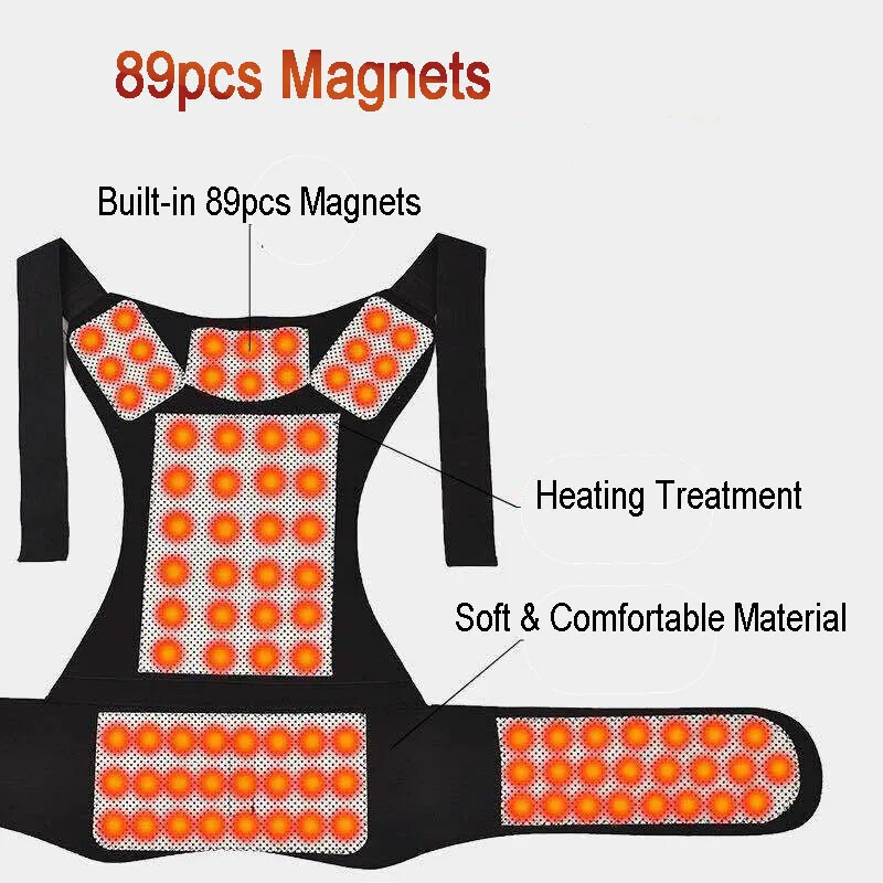 Magnetic Self Heating Back Support Tourmaline Therapy Waist Belt Shoulder Brace
