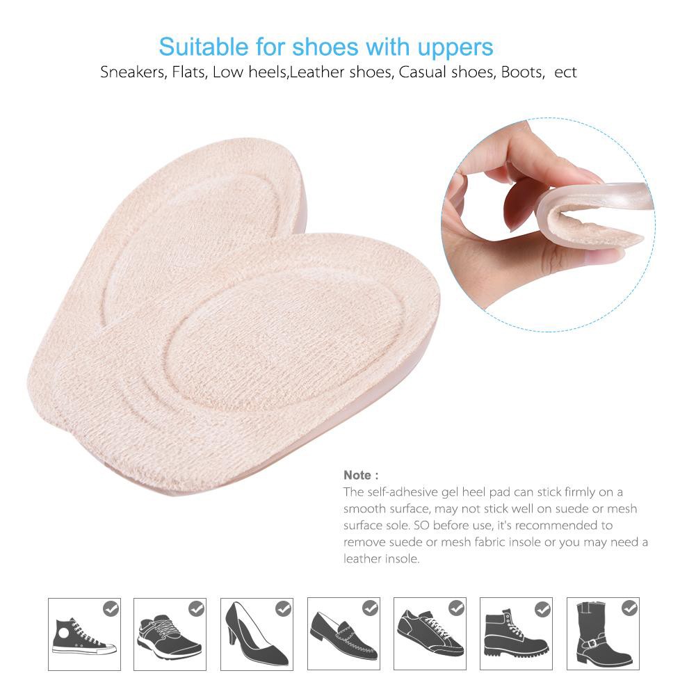 2 Pairs Gel Heel Lifting Insoles Cushion Foot Protector Shoe Pad Foot Care T DSO