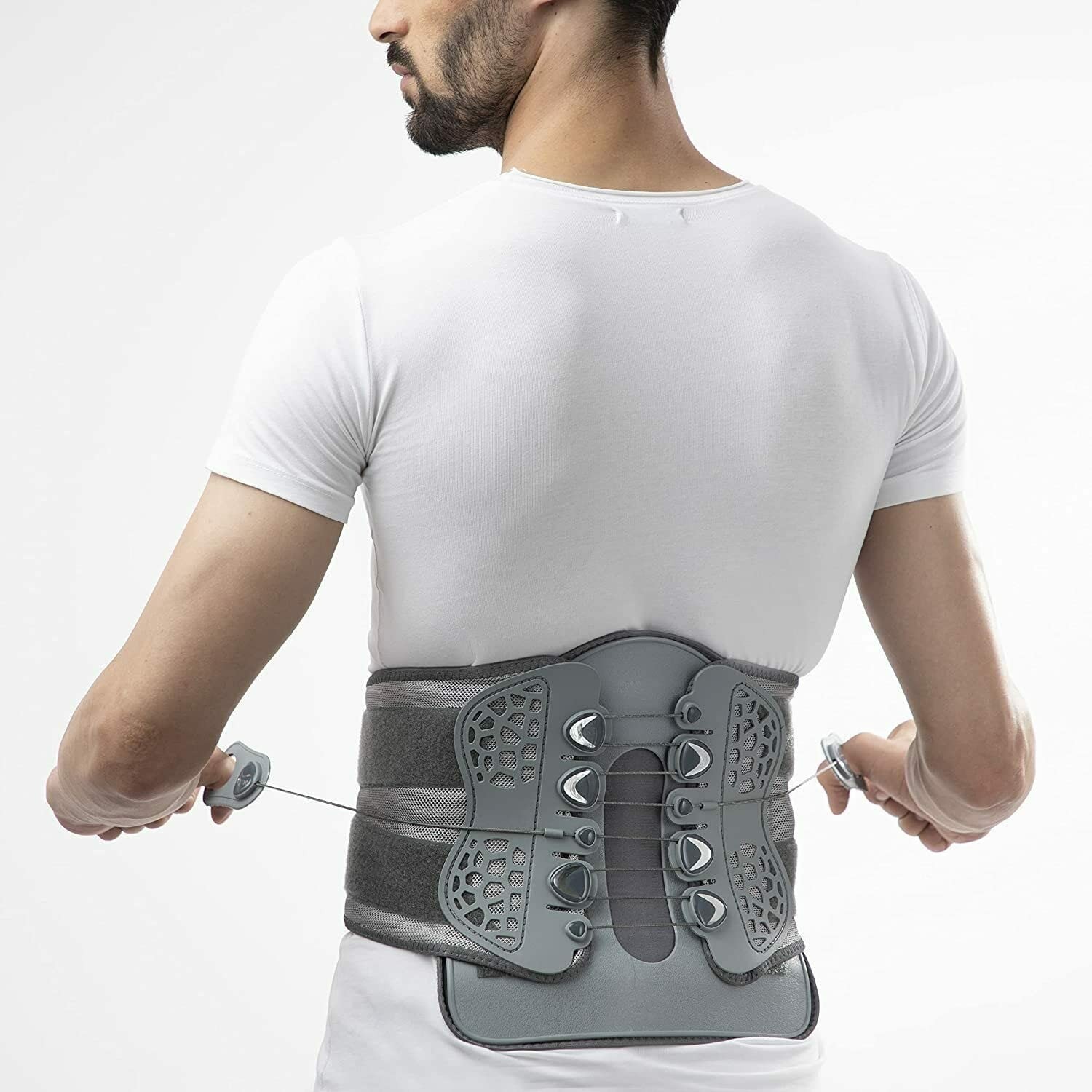 Lumbo Lacepull Brace, Grey, Universal Size,(1 Unit) Excellent Fitting