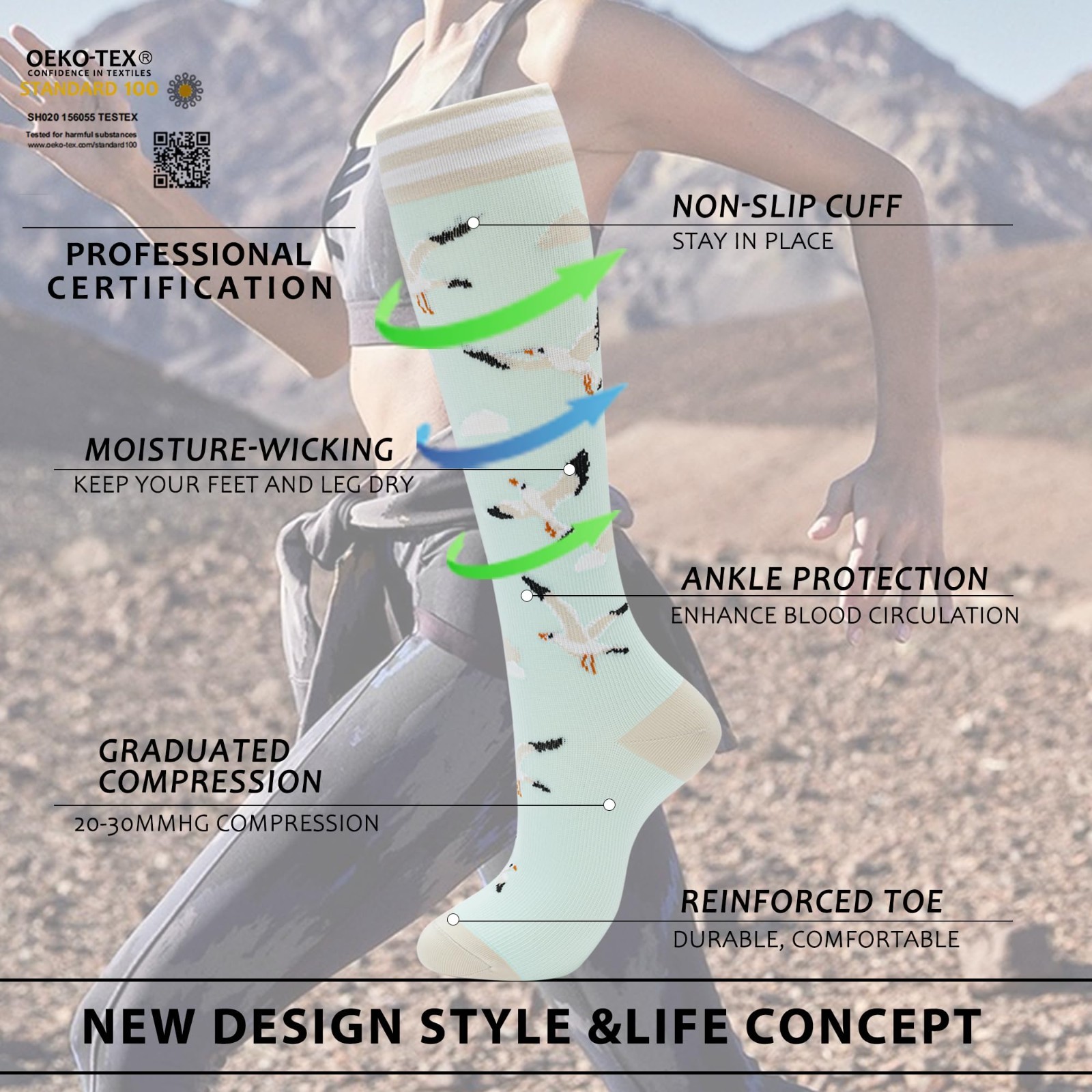Knee High Compression Socks for Men & Women – 6 Pairs, Best Support for Running,