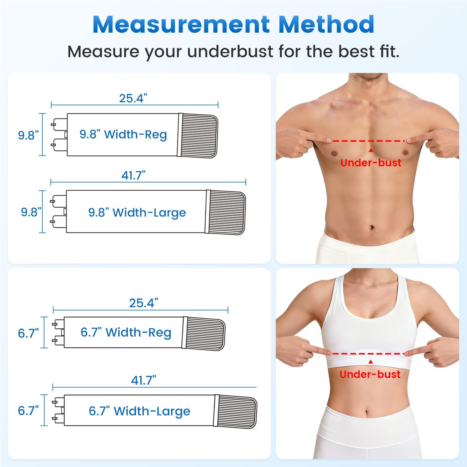 Broken Rib Brace Men Women Wide Compression Chest Binder 9.8 Inch Width