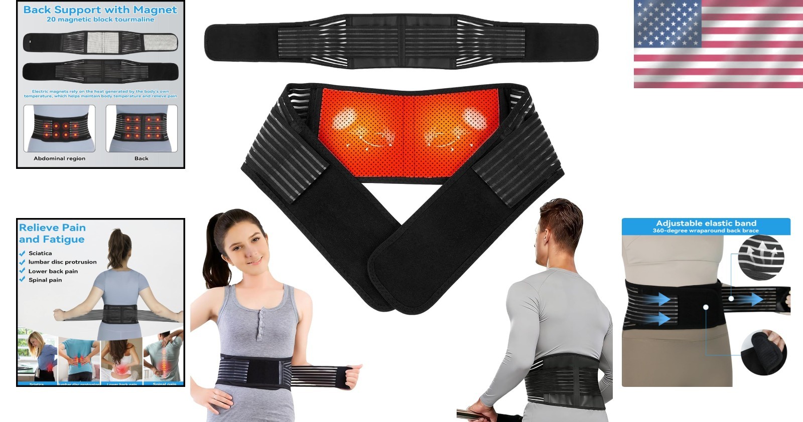Magnetic Lumbar Support Belt with Self-Heating for Sciatica Pain Relief – Small
