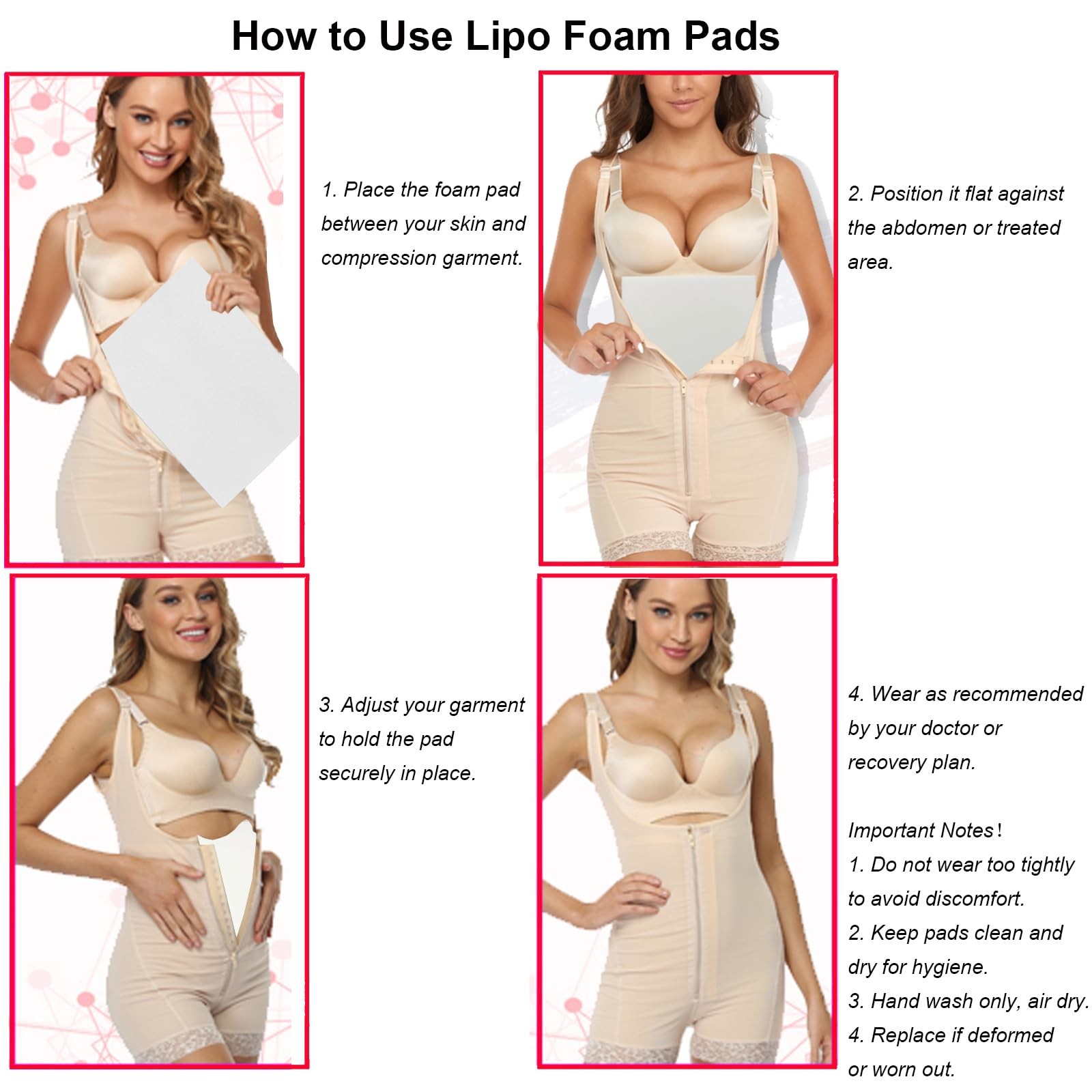 5 Pack Lipo Foam Pads for Post Surgery Ab Board Liposuction Surgery Flattenin…