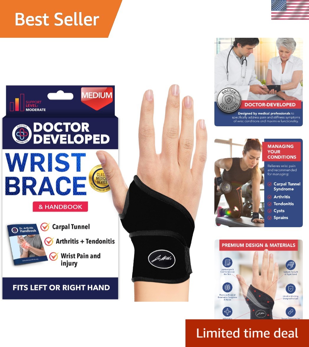 Compact Wrist Brace with Hook & Loop Closure for On-the-Go Support and Strength
