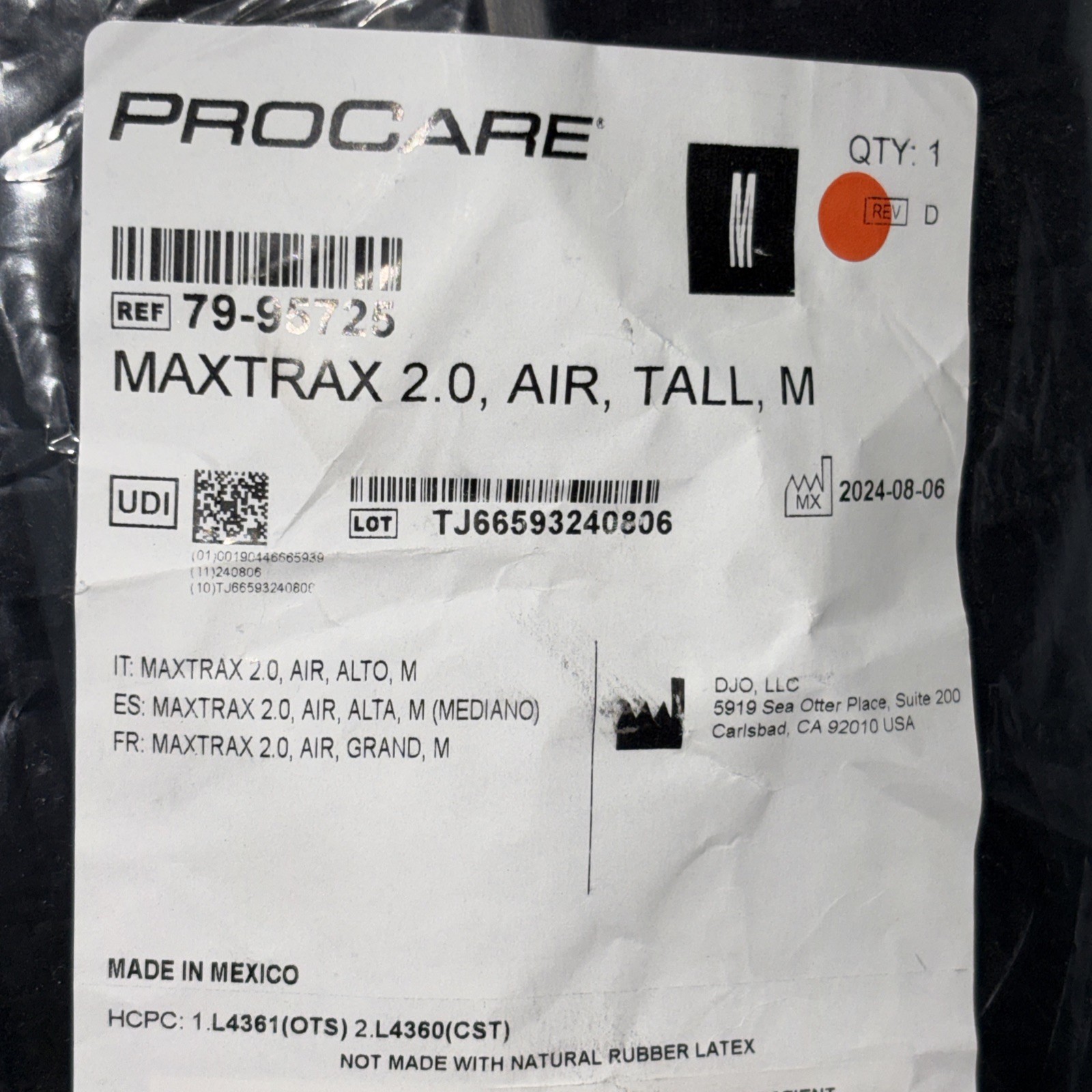 New Donjoy Maxtrax 2.0 Air Orthopedic Tall Walking Cast -Medium – Black New