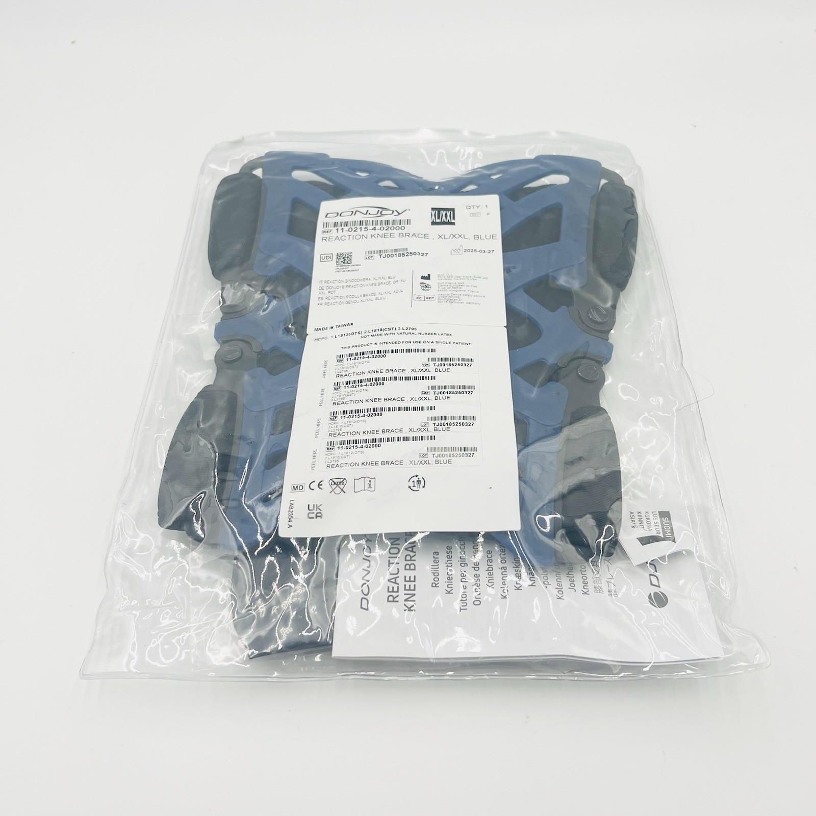 DonJoy Reaction Web Knee Support Brace w/ Compression Undersleeve: Blue, XL/2XL