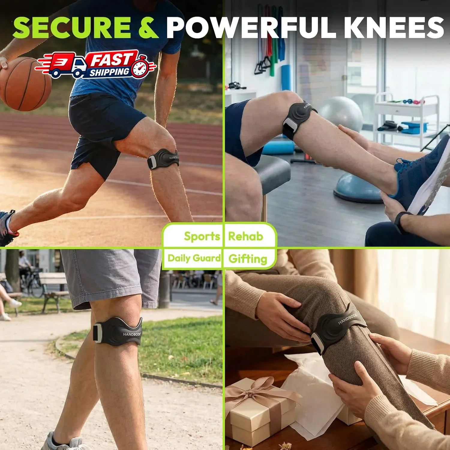 Patellar Tendon Support Strap, Silicone Knee Brace for Men Women, Adjustable Pat