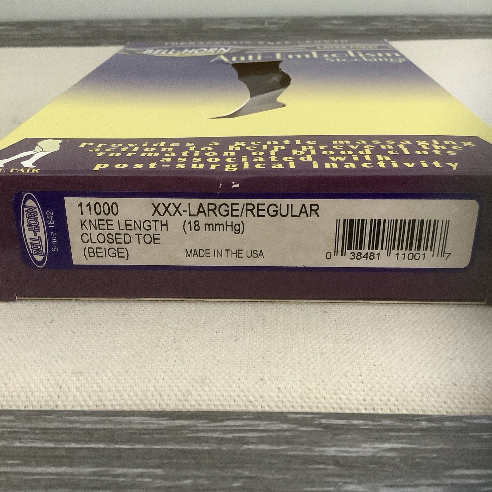Anti Embolism Bell-Horn Stockings 18 mmHg Compression Closed Toe Beige XXX Large