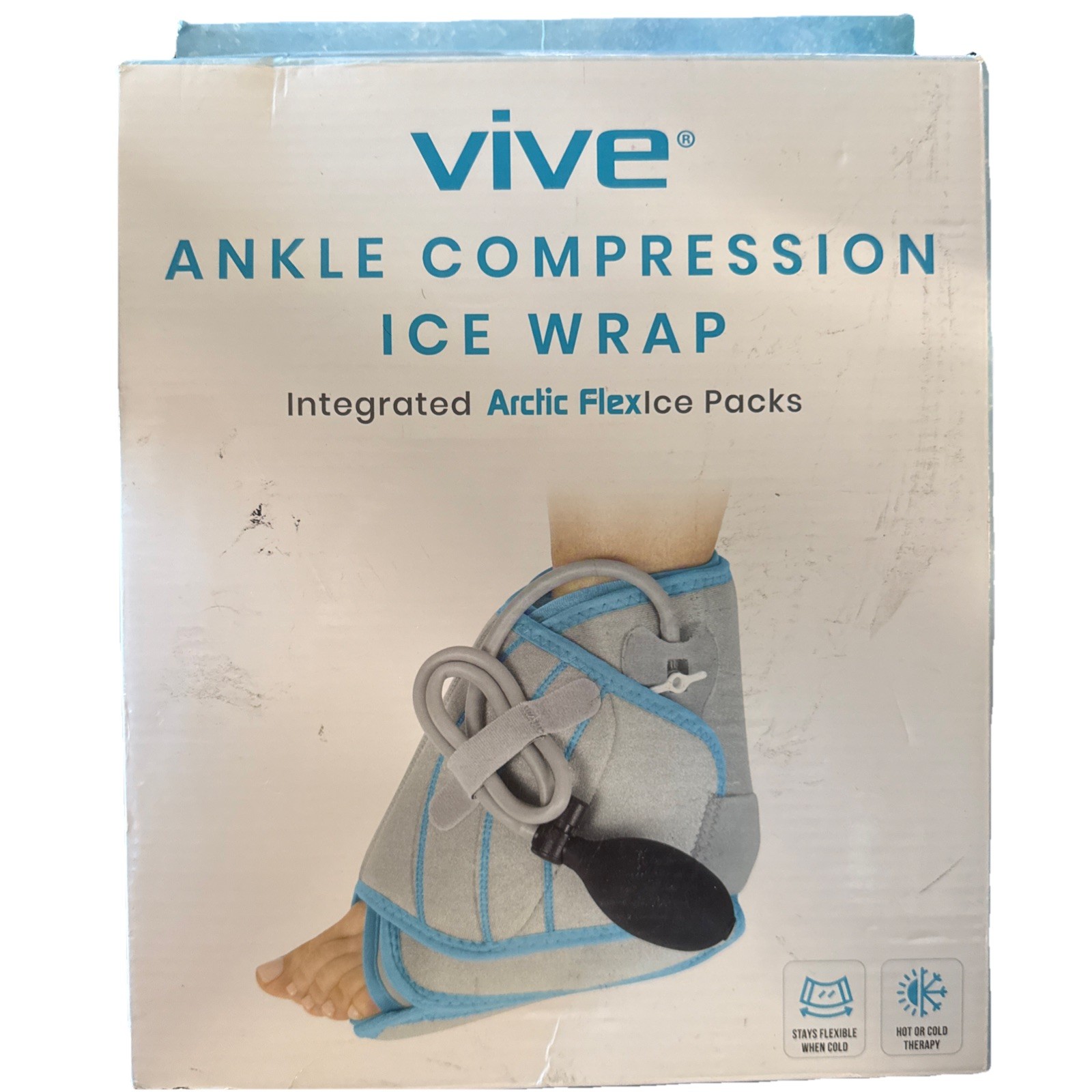Vive Ankle Compression Ice Pack Wrap. Pain Relief, Filled With Reusable Gel @383